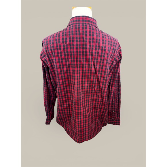 Polo by Ralph Lauren VTGE Classic Western Plaid Snap Front Shirt XL Red Black - Picture 3 of 9